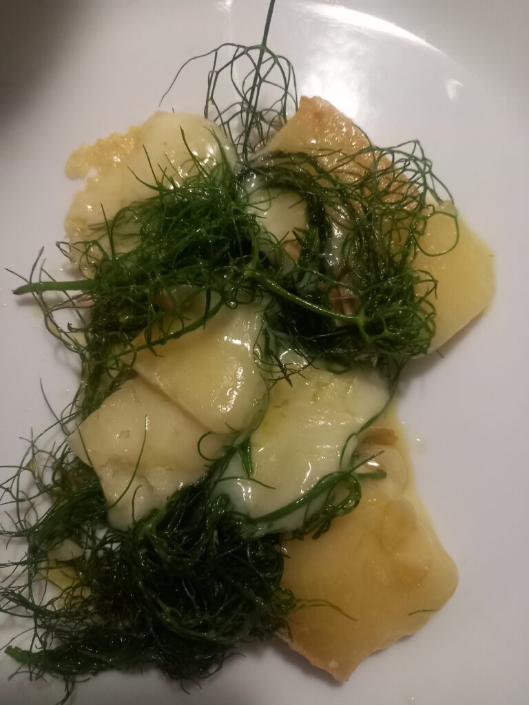 Polenta, pecorino, finocchietto selvatico vegetariano, polenta, finocchietto selvatico, pecorino